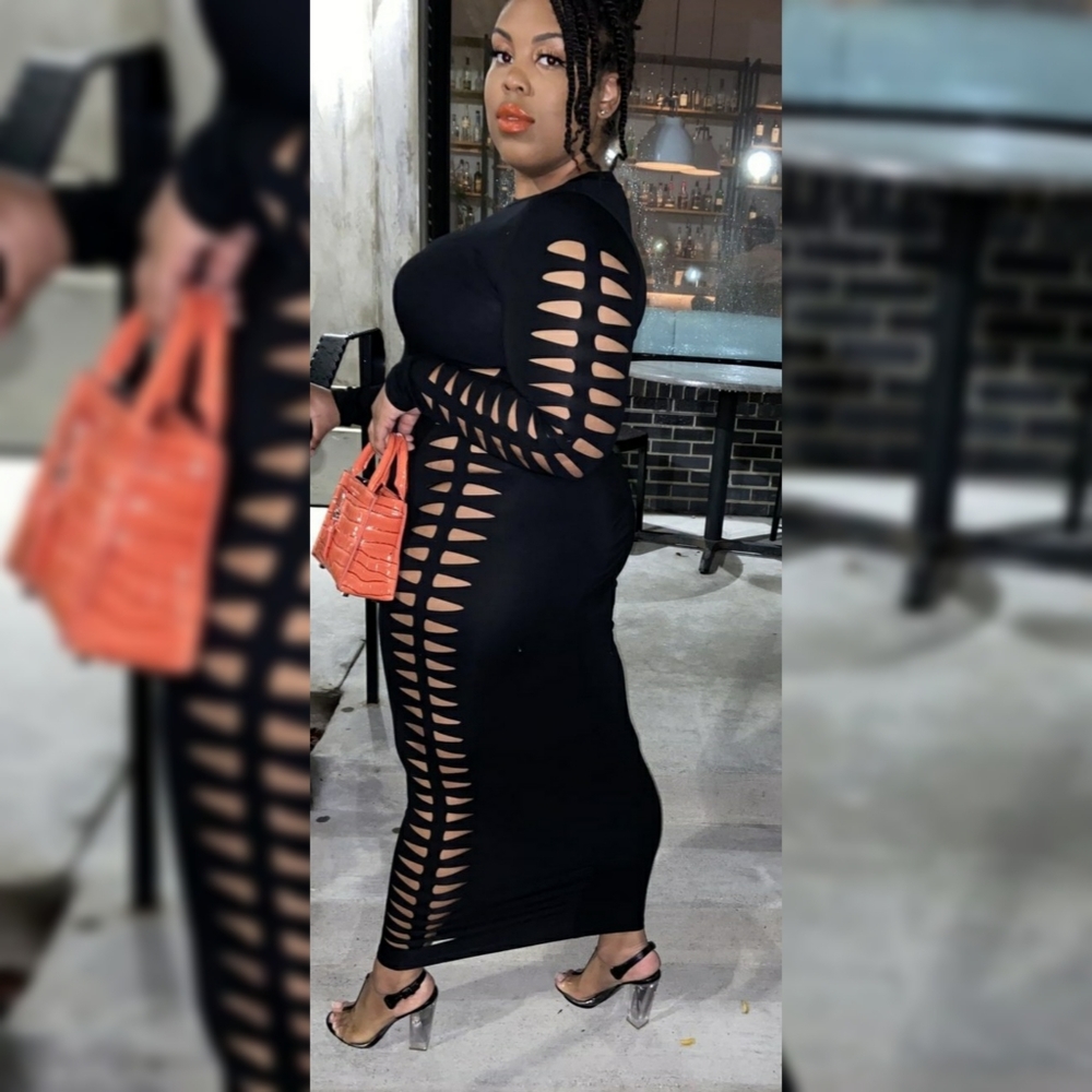 Rebdolls Maxi Sexy Long Black Cut Out Dress Size 5x 4x